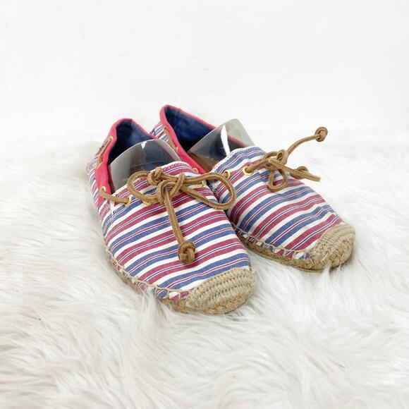 Sperry Topsider 8 M Womens Red Blue Canvas Katama Espadrille Flats - Picture 1 of 7